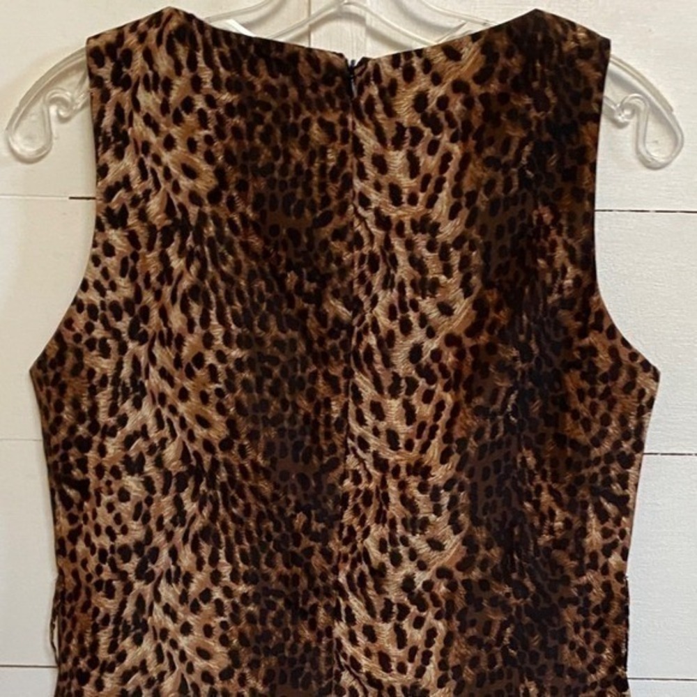 ZARA WOMAN Leopard Print Sleeveless Ruched Mini Dress w/Zipper Back - M EUC - Picture 8 of 14